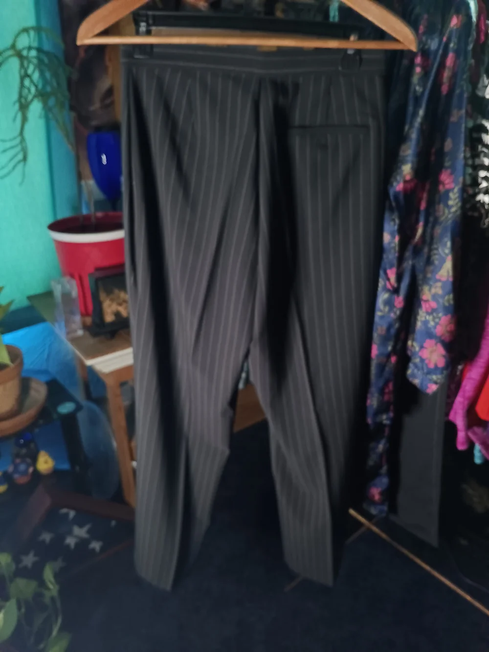 Pinstripe Women's Suit Jacket and Trousers 2 Piece Set.